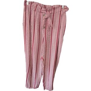 Love & Piece Womens Pants Size XL Stripe Pants With Belted Tie Wide Legs